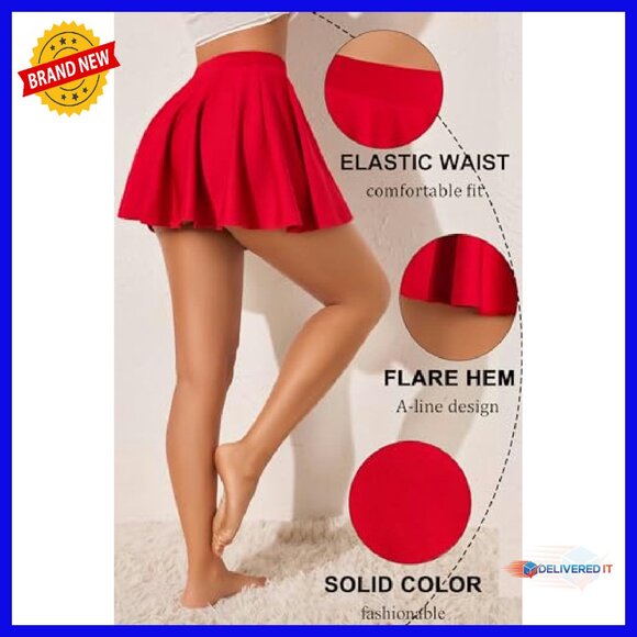 Pleated Mini Skirt High Waist A-Line Skater Schoolgirl Style - Picture 5 of 8